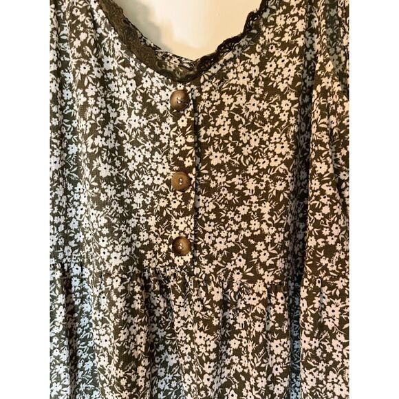 Blu Pepper Anthropologie Cottagecore Green/White Floral Casual Sundress/Tunic M - Picture 5 of 6